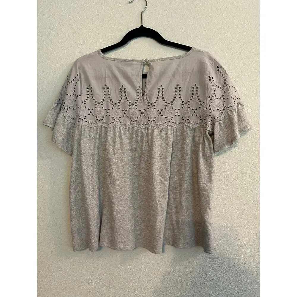 NWT J. Crew Eyelet Top in vintage 100% cotton relaxed T- shirt blouse size S